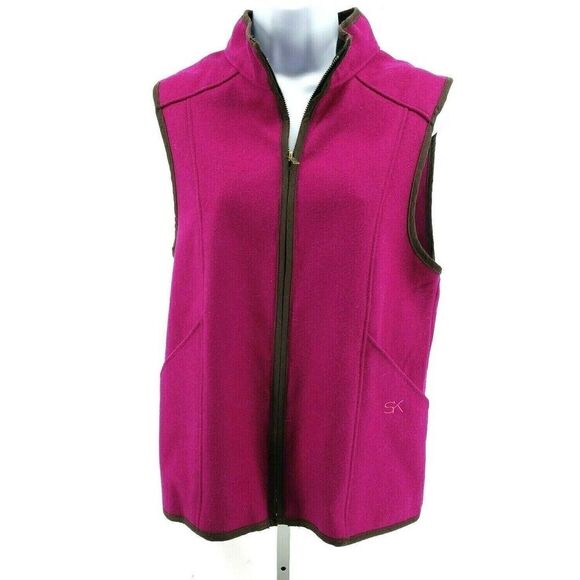 Stormy Kromer SK The Ida Outfitter Fushia Raspberry Pink Vest Wool Full Zip - Picture 13 of 15